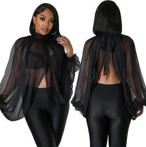 Chiffon Lantern Sleeve Top